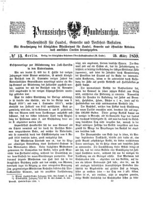 Preußisches Handels-Archiv Freitag 25. März 1859