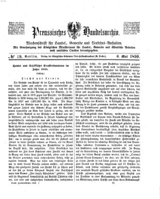 Preußisches Handels-Archiv Freitag 6. Mai 1859