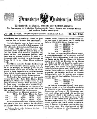 Preußisches Handels-Archiv Freitag 22. Juli 1859