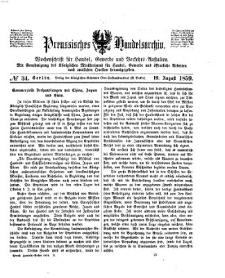 Preußisches Handels-Archiv Freitag 19. August 1859