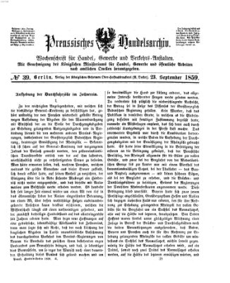 Preußisches Handels-Archiv Freitag 23. September 1859