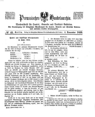Preußisches Handels-Archiv Freitag 4. November 1859