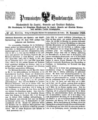 Preußisches Handels-Archiv Freitag 18. November 1859