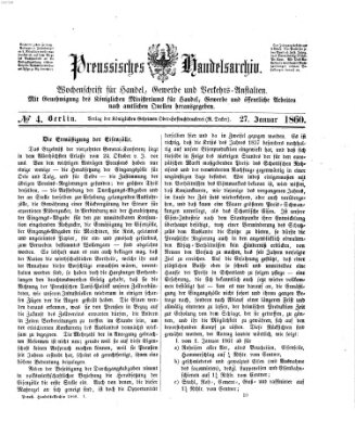 Preußisches Handels-Archiv Freitag 27. Januar 1860