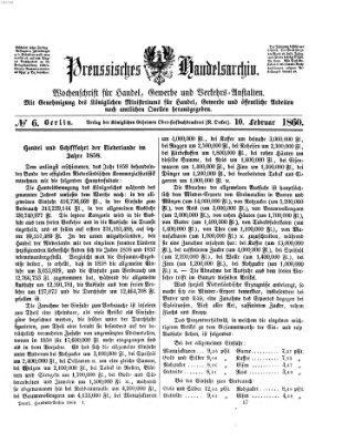 Preußisches Handels-Archiv Freitag 10. Februar 1860