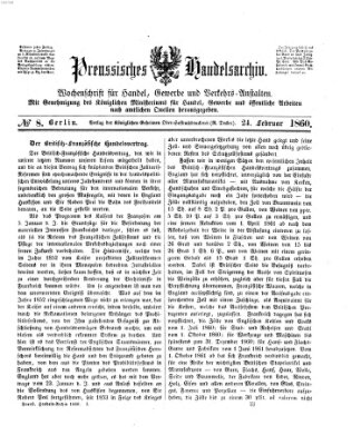 Preußisches Handels-Archiv Freitag 24. Februar 1860