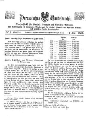 Preußisches Handels-Archiv Freitag 2. März 1860