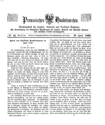 Preußisches Handels-Archiv Freitag 20. April 1860