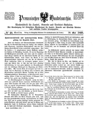 Preußisches Handels-Archiv Freitag 18. Mai 1860