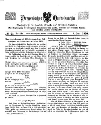 Preußisches Handels-Archiv Freitag 8. Juni 1860