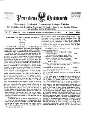 Preußisches Handels-Archiv Freitag 6. Januar 1860