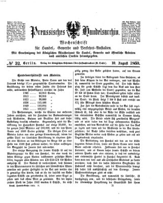 Preußisches Handels-Archiv Freitag 10. August 1860