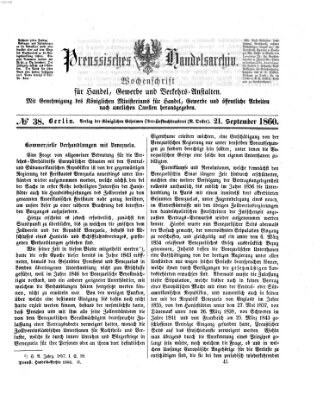 Preußisches Handels-Archiv Freitag 21. September 1860