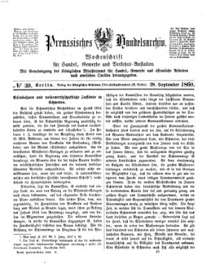 Preußisches Handels-Archiv Freitag 28. September 1860