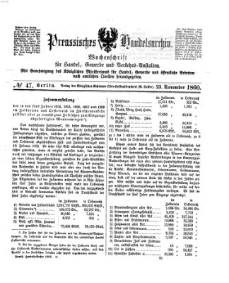 Preußisches Handels-Archiv Freitag 23. November 1860