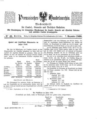 Preußisches Handels-Archiv Freitag 7. Dezember 1860