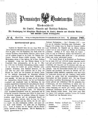 Preußisches Handels-Archiv Freitag 8. Februar 1861