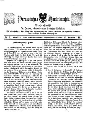 Preußisches Handels-Archiv Freitag 15. Februar 1861