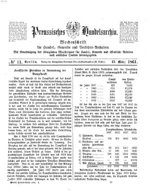 Preußisches Handels-Archiv Freitag 15. März 1861