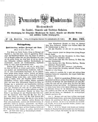 Preußisches Handels-Archiv Freitag 29. März 1861