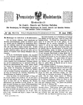 Preußisches Handels-Archiv Freitag 28. Juni 1861