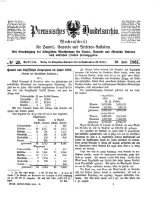 Preußisches Handels-Archiv Freitag 19. Juli 1861