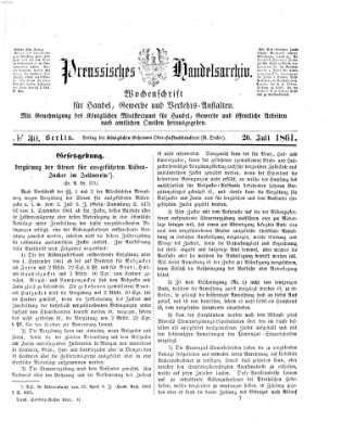 Preußisches Handels-Archiv Freitag 26. Juli 1861