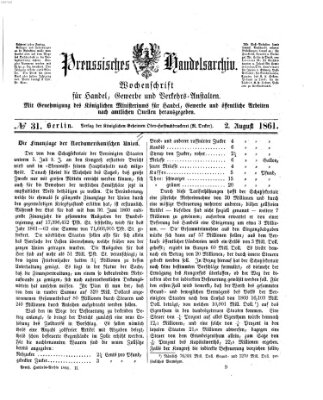 Preußisches Handels-Archiv Freitag 2. August 1861