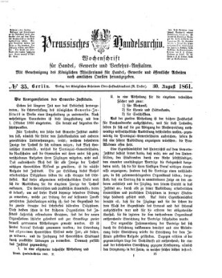 Preußisches Handels-Archiv Freitag 30. August 1861