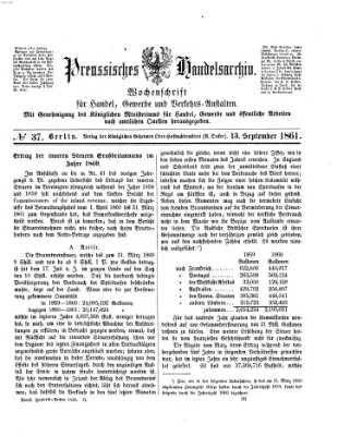 Preußisches Handels-Archiv Freitag 13. September 1861