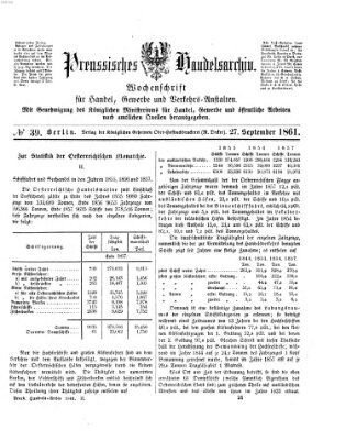 Preußisches Handels-Archiv Freitag 27. September 1861