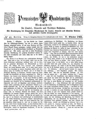 Preußisches Handels-Archiv Freitag 11. Oktober 1861