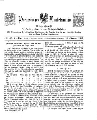 Preußisches Handels-Archiv Freitag 18. Oktober 1861