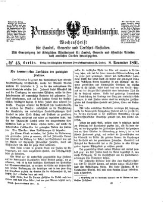 Preußisches Handels-Archiv Freitag 8. November 1861