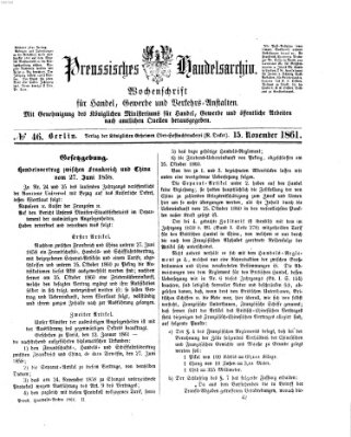 Preußisches Handels-Archiv Freitag 15. November 1861