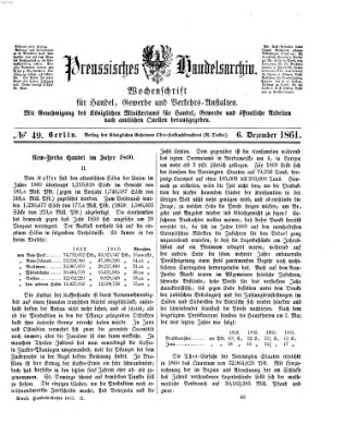 Preußisches Handels-Archiv Freitag 6. Dezember 1861