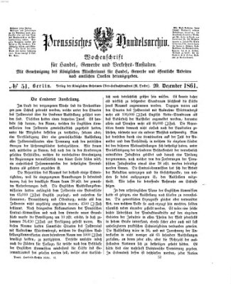 Preußisches Handels-Archiv Freitag 20. Dezember 1861