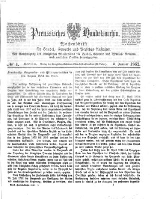 Preußisches Handels-Archiv Freitag 3. Januar 1862