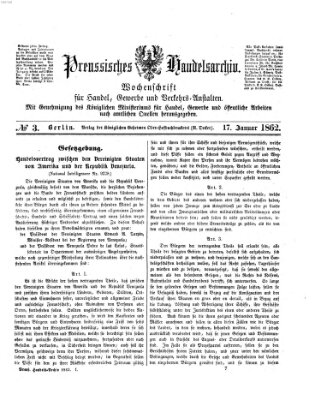 Preußisches Handels-Archiv Freitag 17. Januar 1862