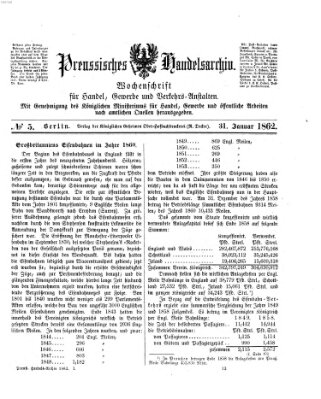 Preußisches Handels-Archiv Freitag 31. Januar 1862