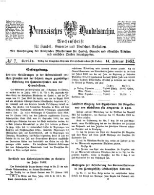 Preußisches Handels-Archiv Freitag 14. Februar 1862