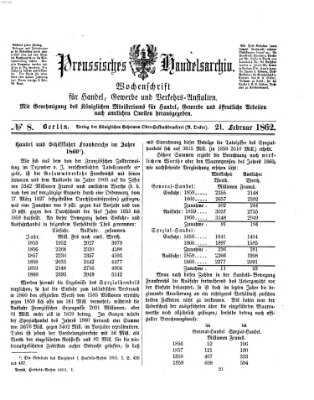 Preußisches Handels-Archiv Freitag 21. Februar 1862