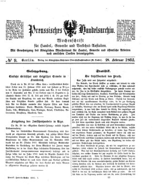 Preußisches Handels-Archiv Freitag 28. Februar 1862