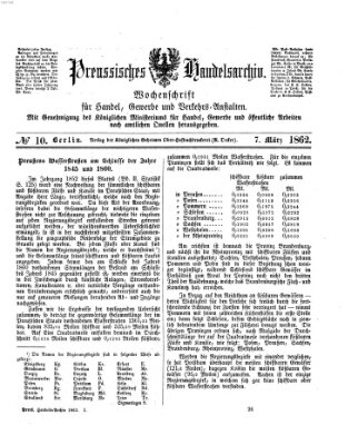 Preußisches Handels-Archiv Freitag 7. März 1862