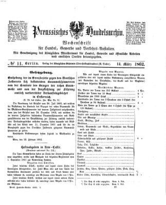 Preußisches Handels-Archiv Freitag 14. März 1862