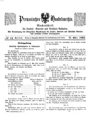 Preußisches Handels-Archiv Freitag 21. März 1862