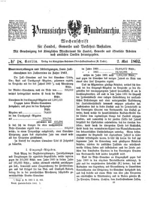 Preußisches Handels-Archiv Freitag 2. Mai 1862