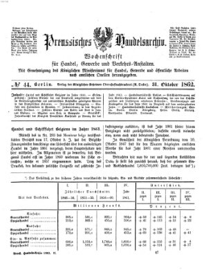 Preußisches Handels-Archiv Freitag 31. Oktober 1862