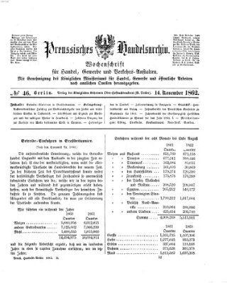 Preußisches Handels-Archiv Freitag 14. November 1862