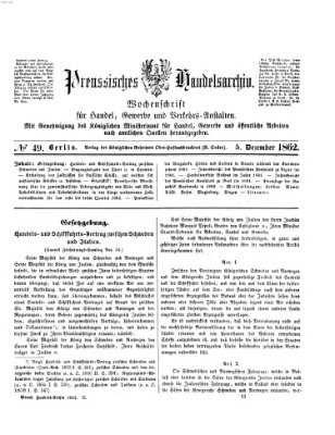 Preußisches Handels-Archiv Freitag 5. Dezember 1862